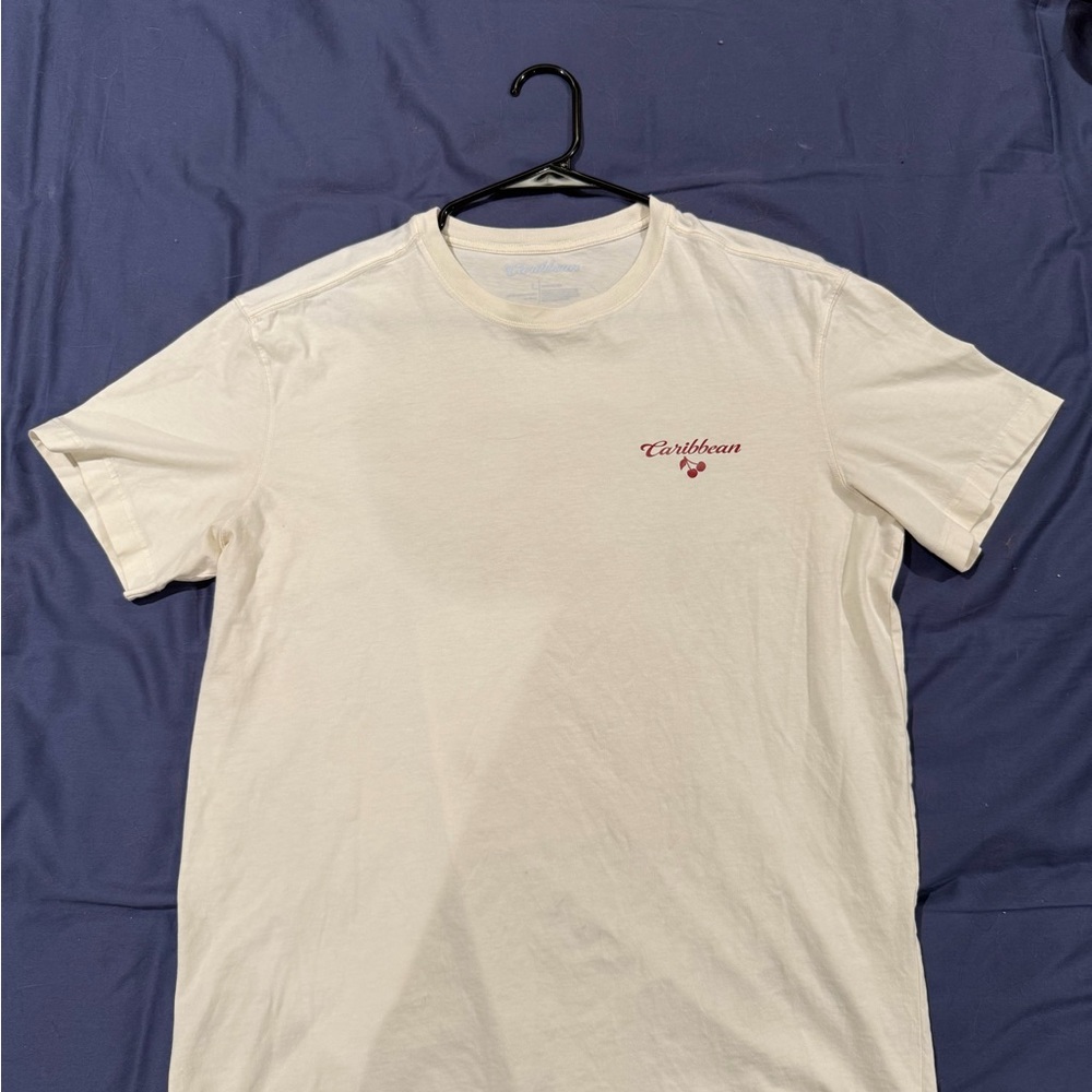 Caribbean White Tee with Red Accent